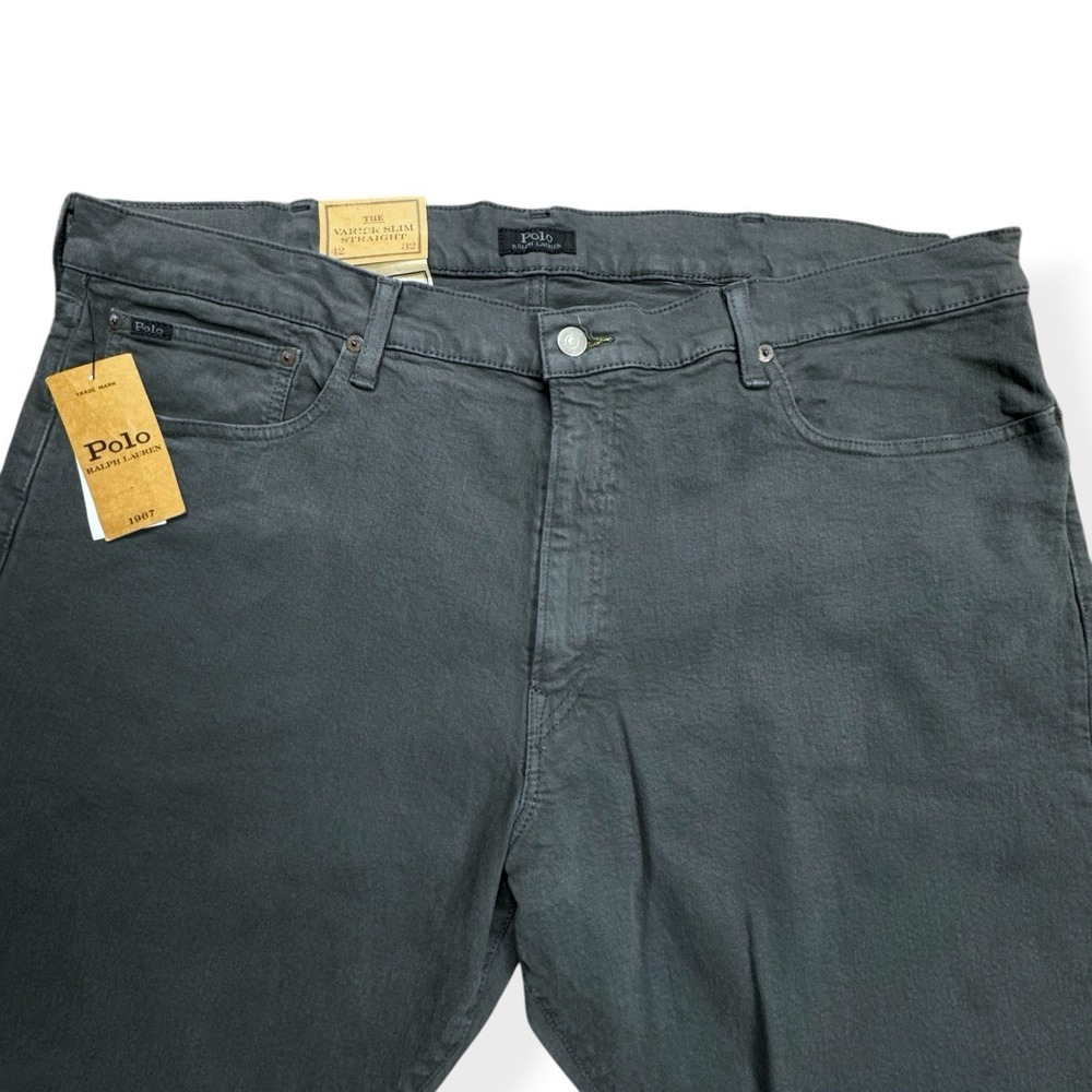NEW Polo Ralph Lauren Varick Slim Straight Low Stretch Jeans Gray Men's 42x32 - Picture 2 of 14